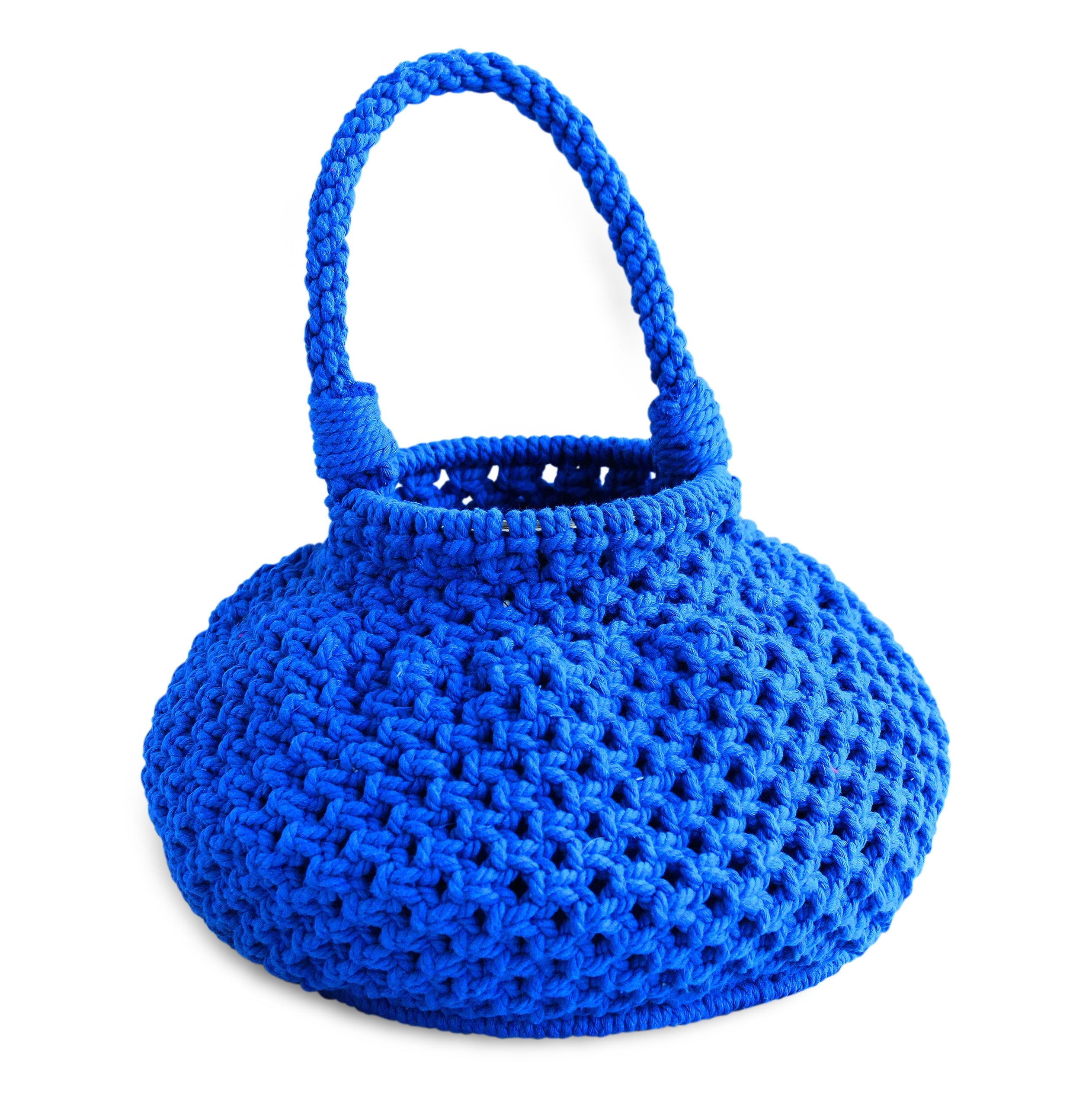 NAGA Macrame Vessel Basket Bag, in Azure Blue